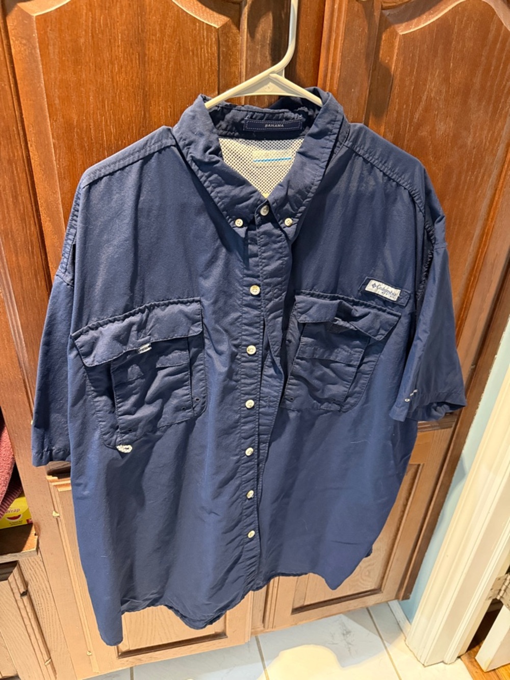 Columbia Navy Short-Sleeve Button-Front Fishing Shirt 3x